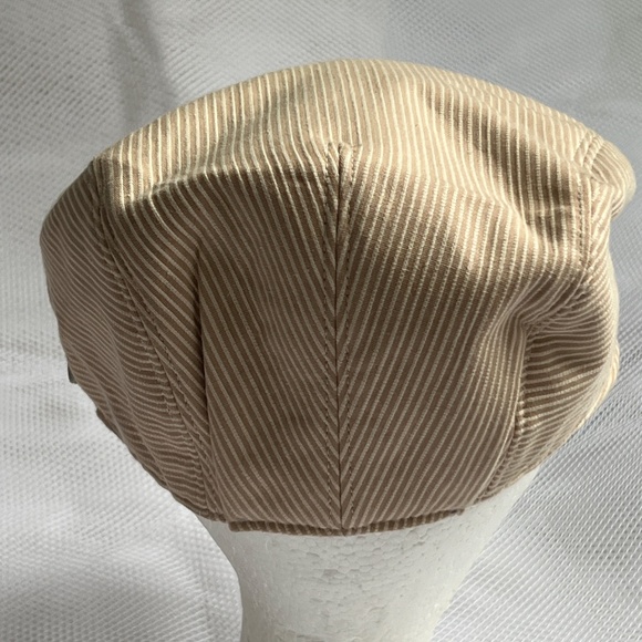 Kangol Check Hudson Cap Hat Newsboy Size Large 100% Cotton Cream Striped - Picture 3 of 12